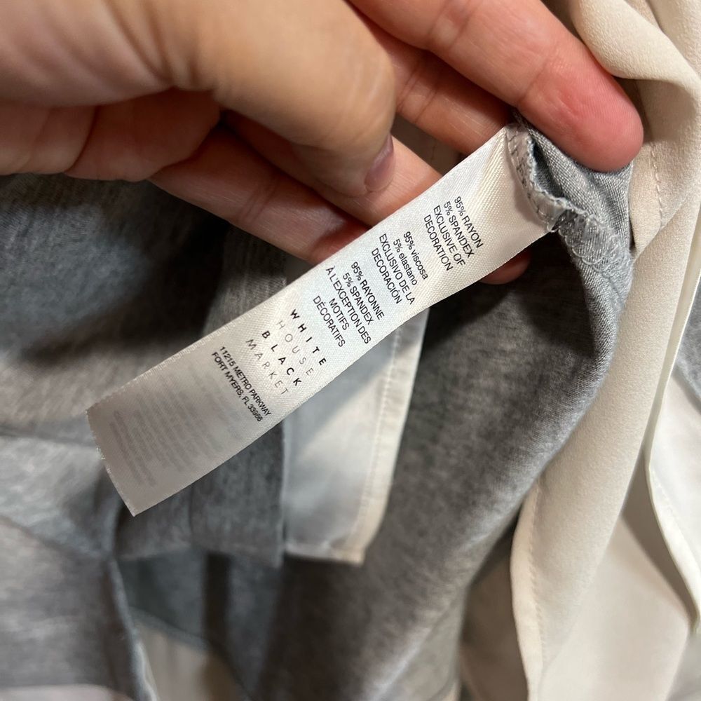 Withe House Black Market long sleeve top with Beaded neckline Size M Grey Pink - Picture 7 of 10